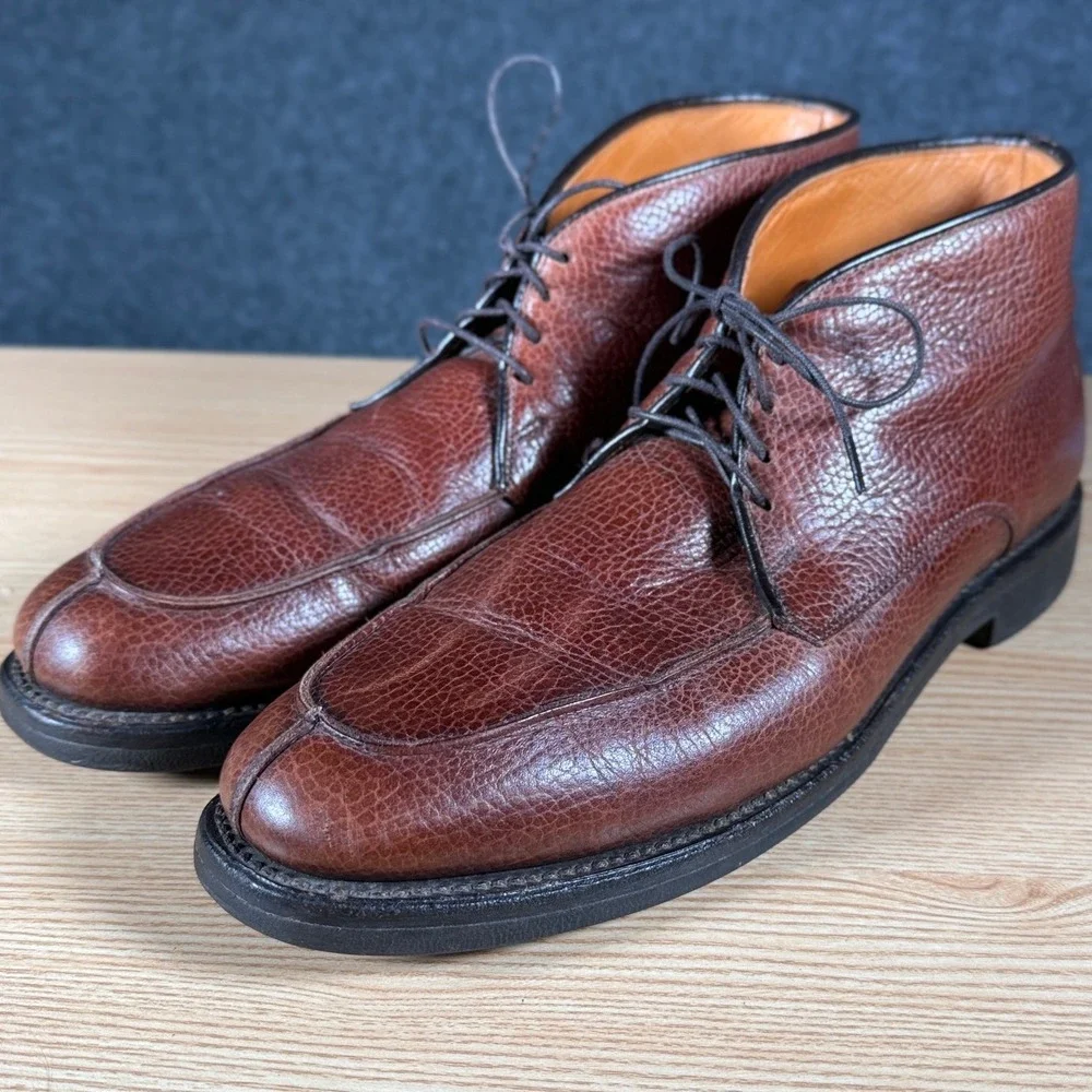 Allen Edmonds Worthington Brown Pebble Grain Leather SplitToe Chukka Boots 9.5AA